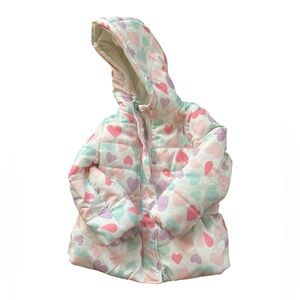 Kids|4T Puffer Jacket Heart Patterned